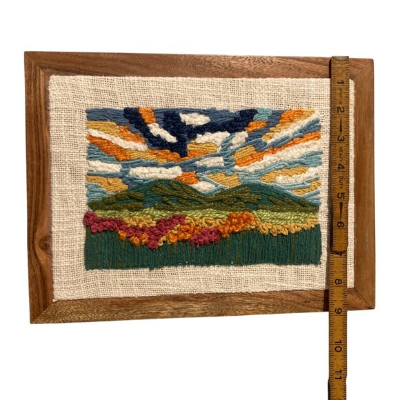 Mountain Landscape Embroidered Textile Framed Wall Art - Picture 5 of 5